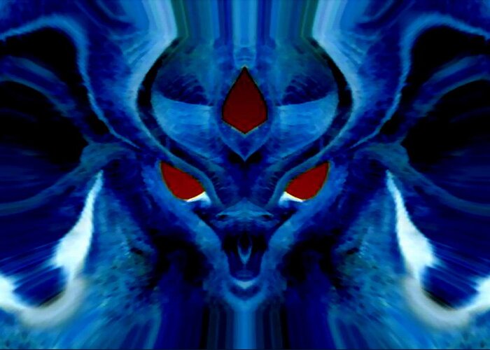 Abstract Greeting Card featuring the digital art Blue Fox by Mary Russell