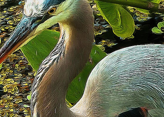 Pavelle Fine Art Greeting Card featuring the digital art Blue Heron Addict by Jim Pavelle
