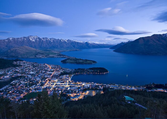 Queenstown Greeting Card featuring the photograph Blue hour in Queenstown by Ng Hock How