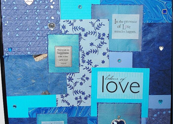 Mixed Media Greeting Card featuring the painting Blue Love by Karen Buford