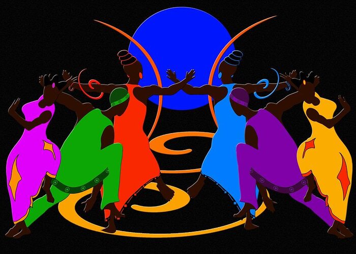 Dancers Greeting Card featuring the digital art Blue Moon by Terry Boykin