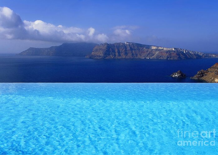 Santorini Greeting Card featuring the photograph Blue On Blue by Aiolos Greek Collections