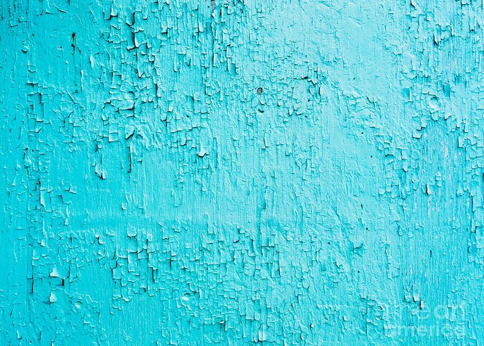 Abstract Greeting Card featuring the photograph Blue paint background grungy cracked and chipping by Stephan Pietzko