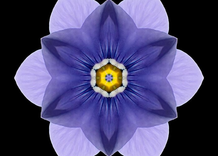 Flower Greeting Card featuring the photograph Blue Pansy I Flower Mandala by David J Bookbinder