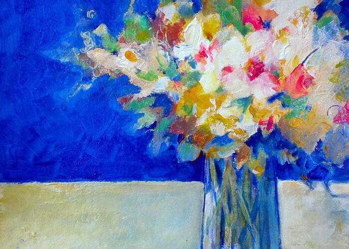 Susanne Clark Greeting Card featuring the painting Blue Posy by Susanne Clark