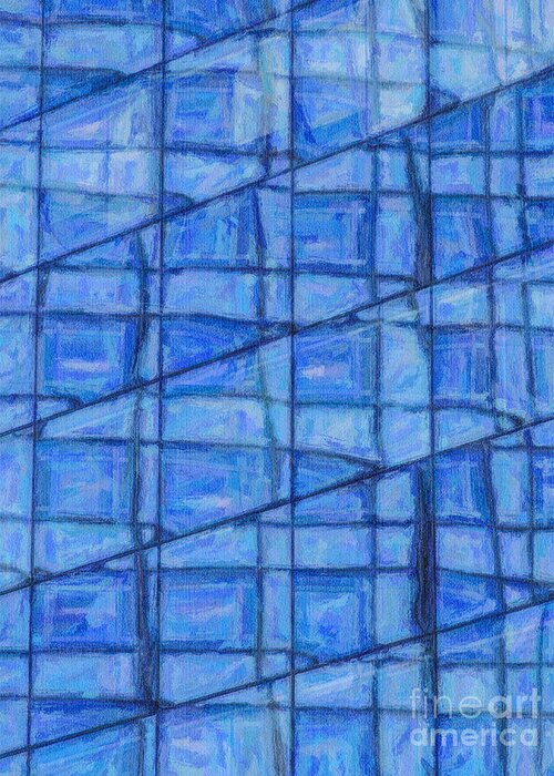 Blue Greeting Card featuring the digital art Blue Reflections by Liz Leyden