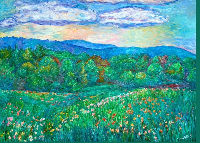 Landscapes Greeting Card featuring the painting Blue Ridge Meadow by Kendall Kessler