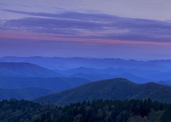 Blue Ridge Mountains Greeting Card featuring the photograph Blue Ridge Panorama at Dusk by Andrew Soundarajan