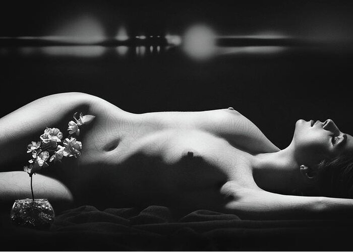Fine Art Nude Greeting Card featuring the photograph Blues by Boris Belokonov