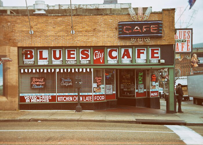 Beale Street Greeting Card featuring the photograph Blues City Cafe on Beale Street Memphis by Mary Lee Dereske