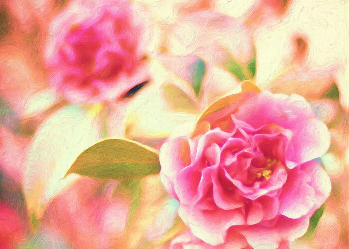 Blush Roses Texture Painting Greeting Card featuring the painting Blush Strokes by Joel Olives