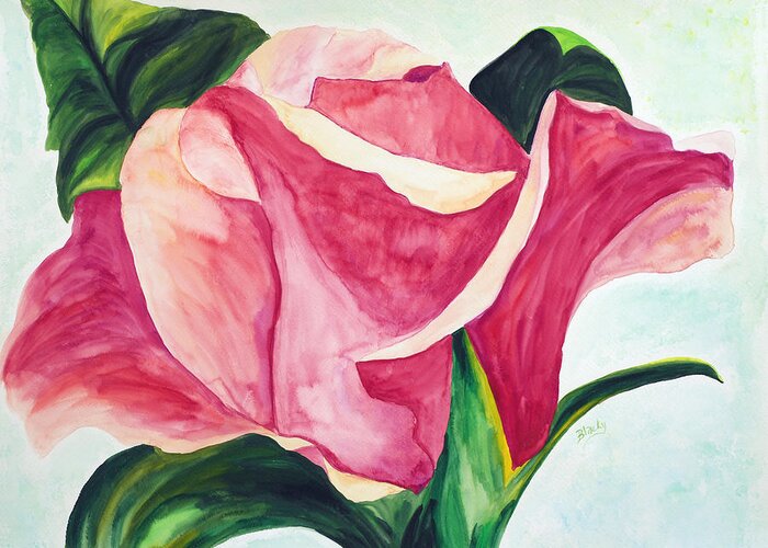 Rose Greeting Card featuring the painting Blushing by Donna Blackhall