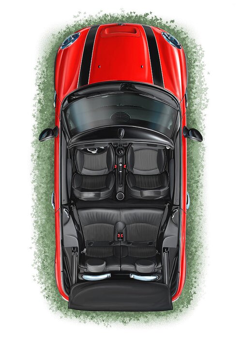 Bmw Greeting Card featuring the digital art BMW Mini Cooper S Cabrio Red by David Kyte