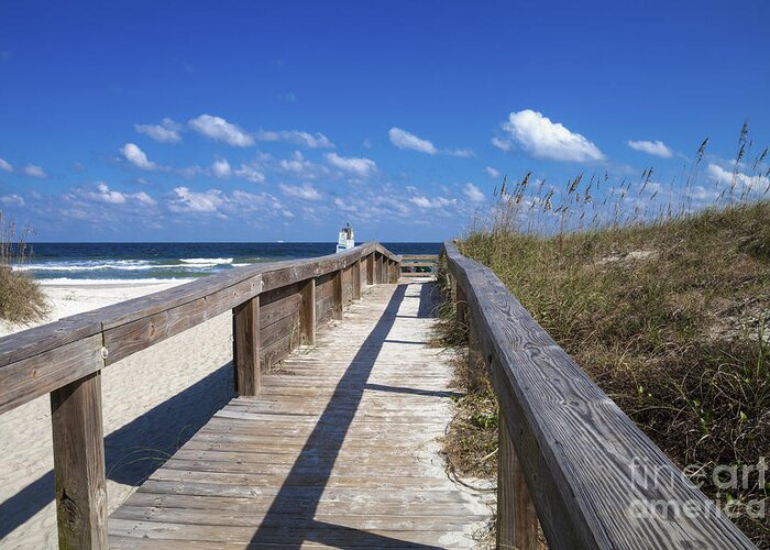 Neptune Beach Greeting Card featuring the photograph Boardwalk to Paradise by Diane Macdonald