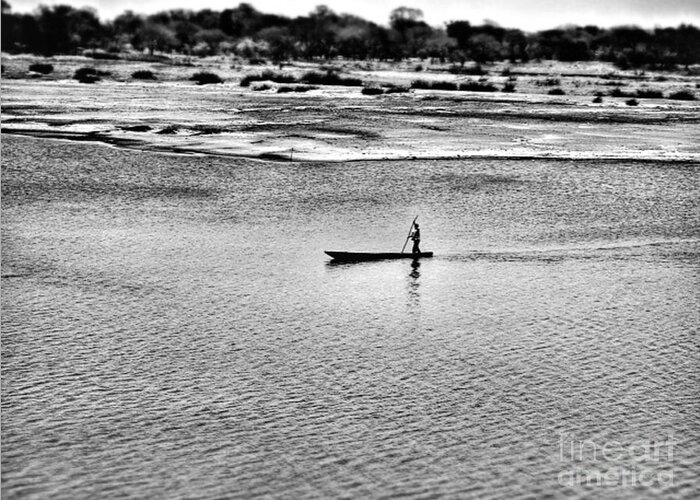Africa Greeting Card featuring the photograph Boat Alone by HELGE Art Gallery