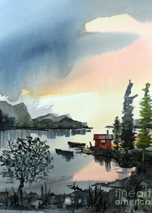 Summer Greeting Card featuring the painting Boat Camp by Terry Banderas