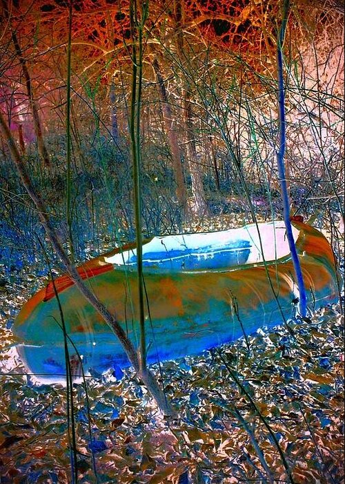 Boat Greeting Card featuring the photograph Boat in the Woods by Karen Newell