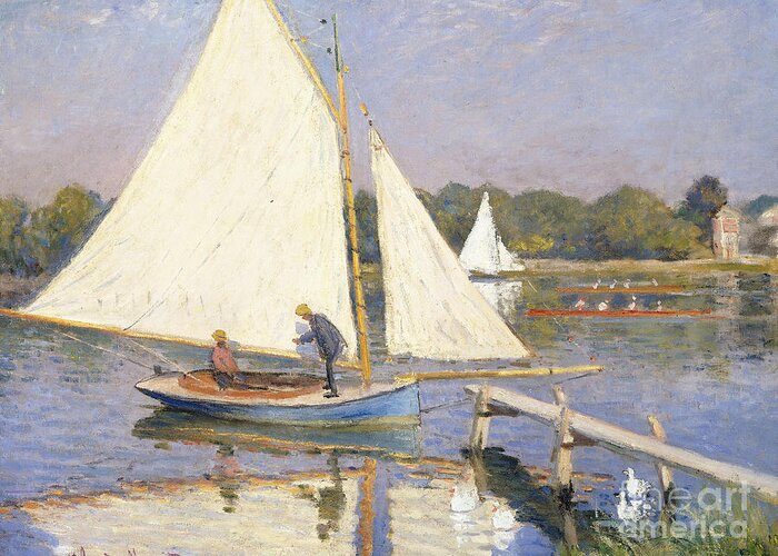 Monet Greeting Card featuring the painting Boaters at Argenteuil by Claude Monet