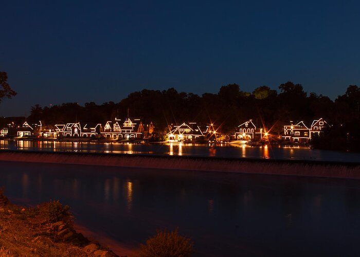 Philadelphia Greeting Card featuring the photograph Boathouse Row before dawn by Michael Porchik
