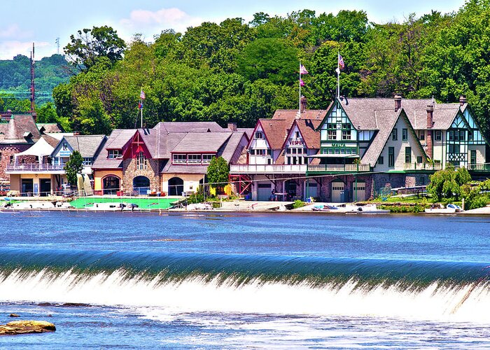 Boathouse Greeting Card featuring the photograph Boathouse Row - HDR by Lou Ford