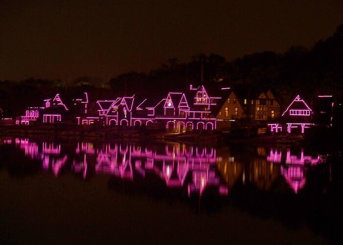 Philly Greeting Card featuring the photograph Boathouse Row in Pink by Ed Sweeney