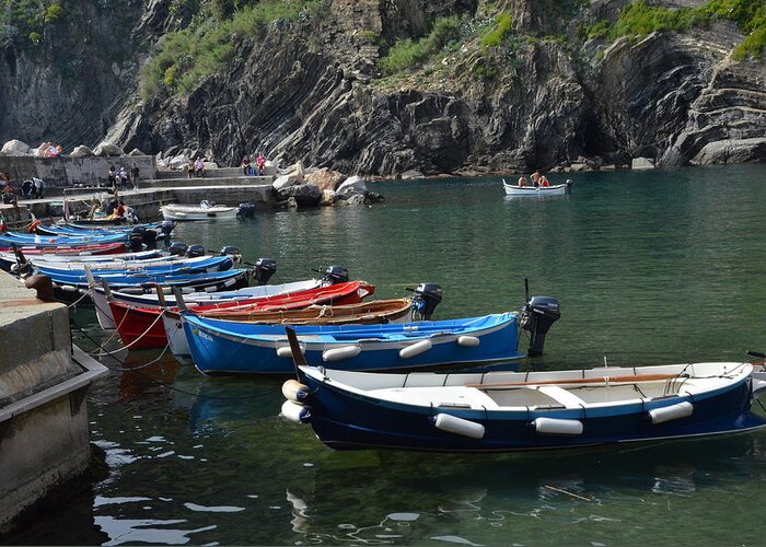 Vernazza Greeting Card featuring the photograph Boats in Vernazza by Dany Lison