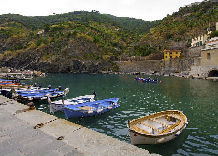 Europe Greeting Card featuring the photograph Boats in Vernazza by Matt Swinden