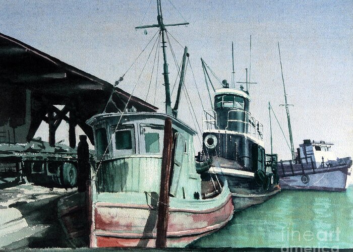 Boats Greeting Card featuring the painting Boats by Joey Agbayani