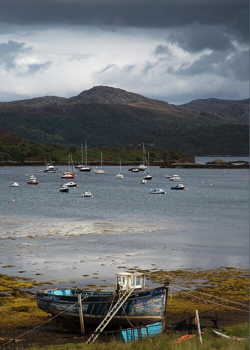 Wester Ross Greeting Card featuring the photograph Boats Mooring In The Harbour Under by John Short / Design Pics