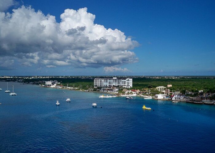 Boats Greeting Card featuring the photograph Boats near Cozumel by Nancy Graham