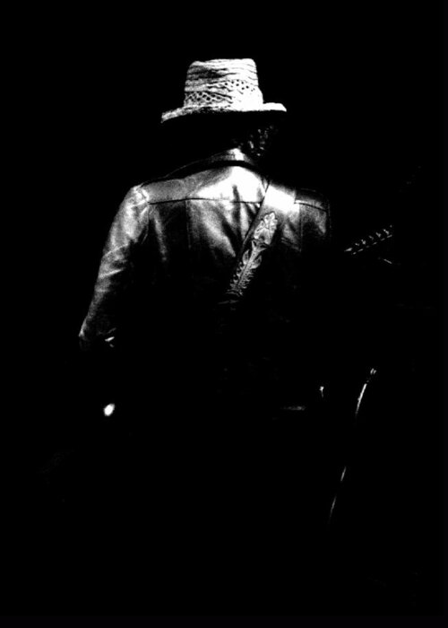 Dylan Greeting Card featuring the photograph BOB DYLAN Looking Back by Nancy Clendaniel