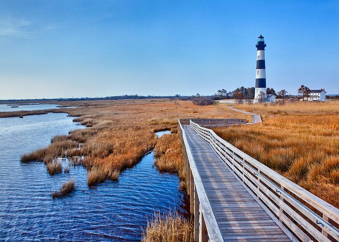 Bodie Lighthouse Greeting Card featuring the photograph Bodie Lighthouse Outer Banks North Carolina I by Dan Carmichael
