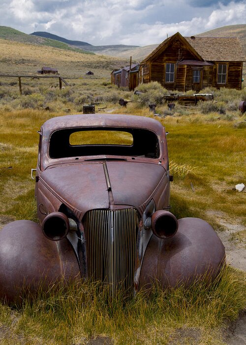 Old Car Greeting Card featuring the photograph Bodie Rest Stop by Jim Snyder