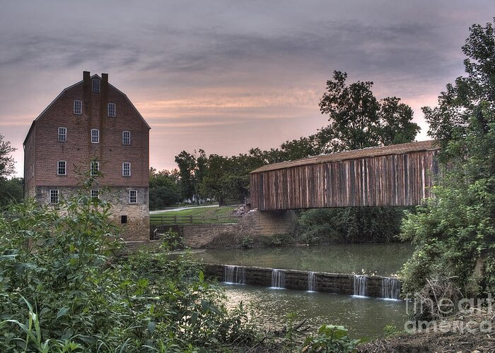 Covered Bridge Greeting Card featuring the photograph Burfordville Mill by Larry Braun