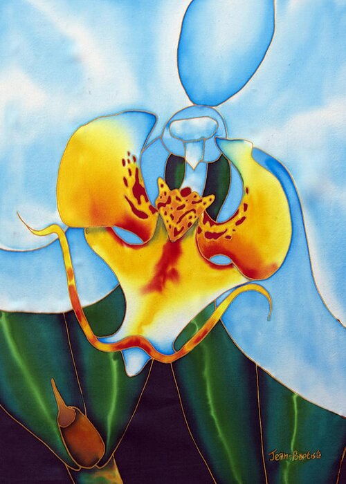 Orchid Flower Greeting Card featuring the painting Bonnie Orchid I by Daniel Jean-Baptiste