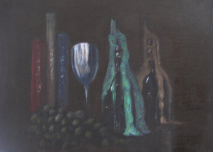 Goblet Greeting Card featuring the painting Books And Candles by Patricia Kanzler