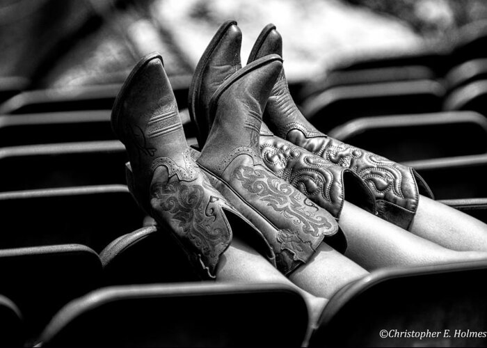 Christopher Holmes Photography Greeting Card featuring the photograph Boots Up - BW by Christopher Holmes