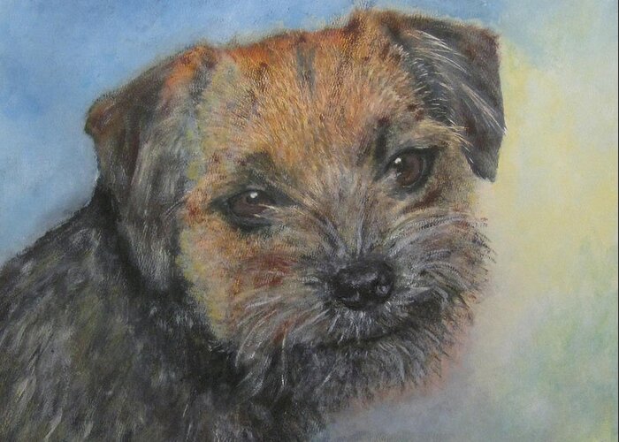 Dog Greeting Card featuring the painting Border Terrier Jack by Richard James Digance