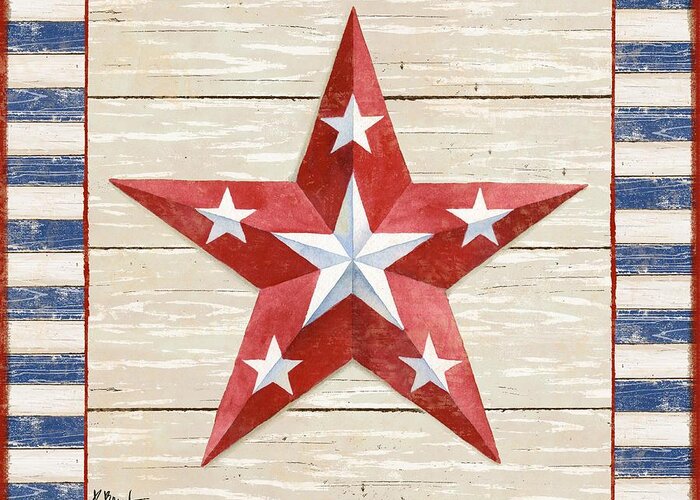 America Greeting Card featuring the painting Bordered Patriotic Barn Star IV by Paul Brent