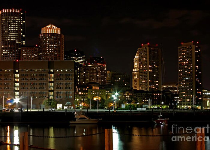 Boston Greeting Card featuring the photograph Boston at Night by Jayne Carney