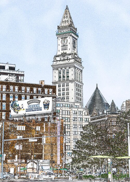 Fred Larson Greeting Card featuring the photograph Boston Custom House Tower by Fred Larson