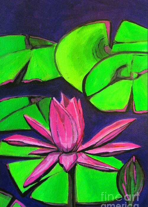 Lilly Greeting Card featuring the painting Botanical Lotus 1 by Grace Liberator