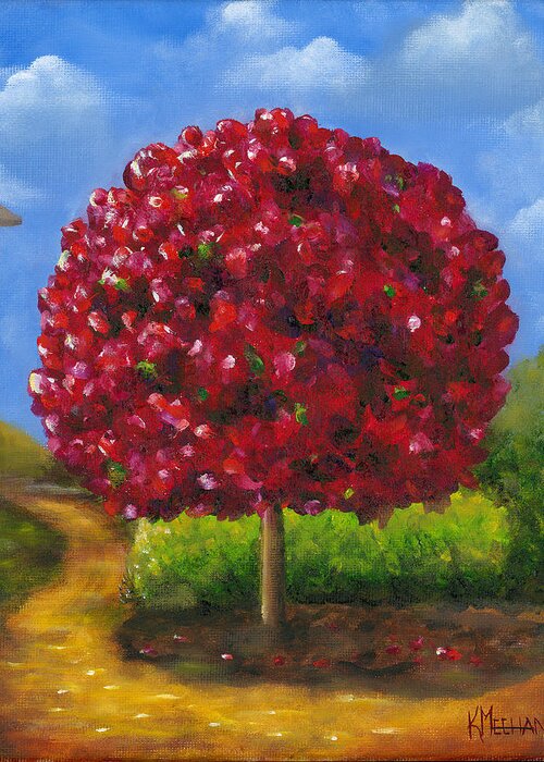 Bougainvillea Greeting Card featuring the painting Bougainvillea Tree by Kerri Meehan