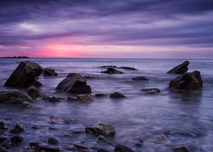 New Hampshire Greeting Card featuring the photograph Boulders In The Surf Wallis Sands by Jeff Sinon