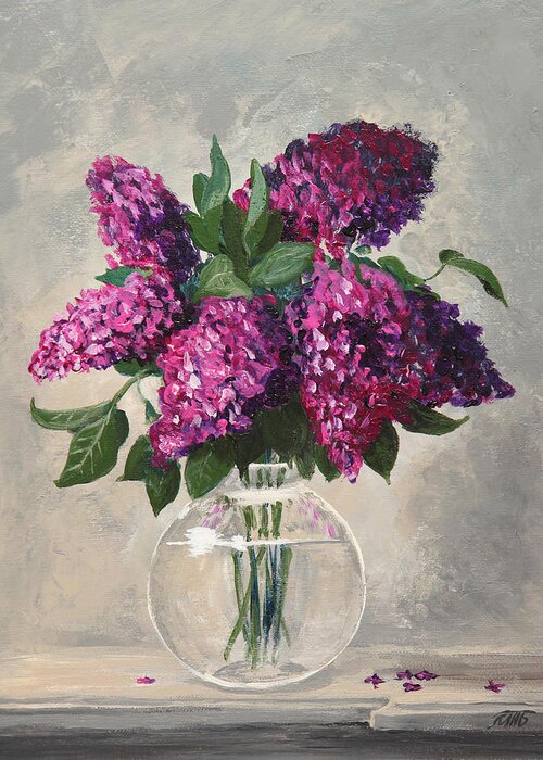 Lilac Greeting Card featuring the painting Bouquet of Lilac by Masha Batkova