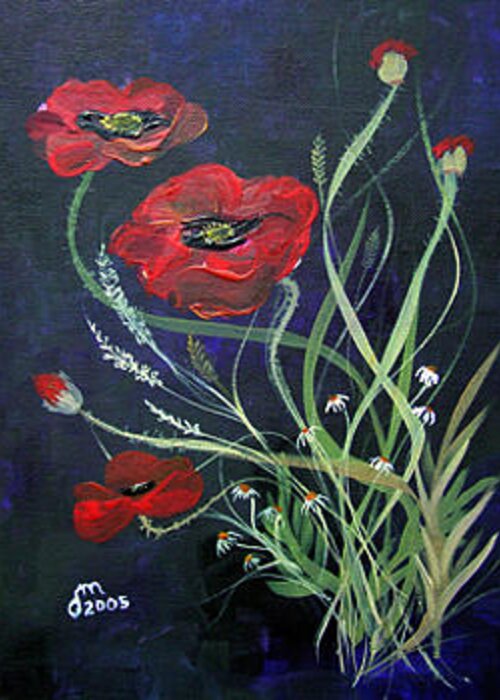 Poppies Greeting Card featuring the painting Bouquet of Poppies by Dorothy Maier