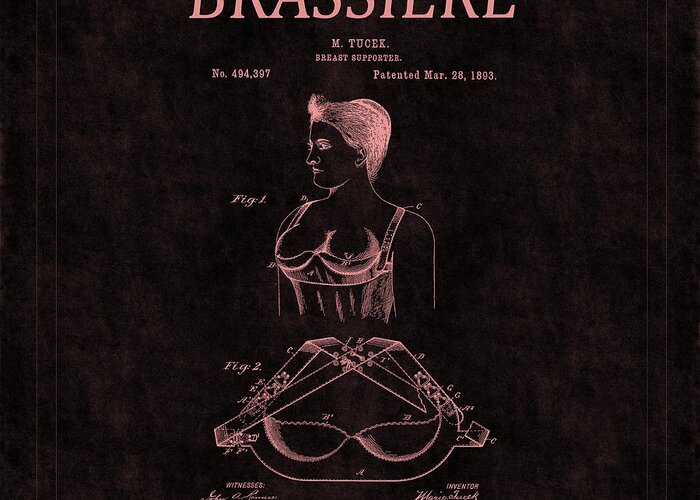 Bra Greeting Card featuring the photograph Bra Patent 4 by Andrew Fare