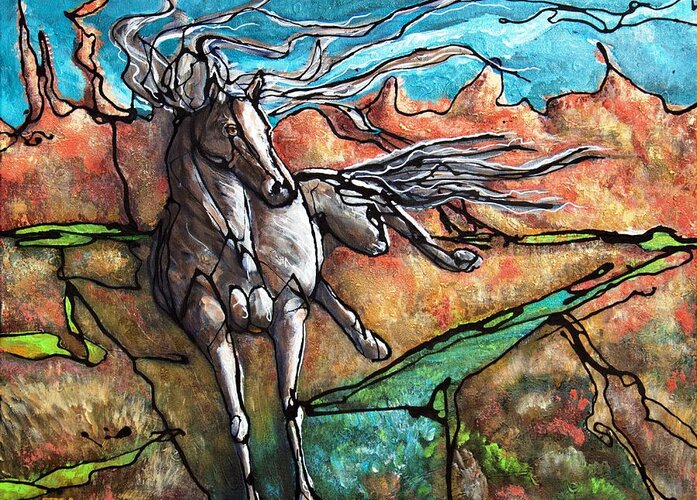 Horse Greeting Card featuring the painting Break Free by Jonelle T McCoy