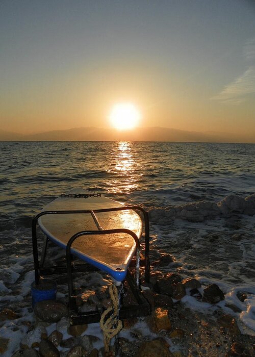 Sunrise Greeting Card featuring the photograph Breaking Dawn at the Dead Sea by Noreen HaCohen