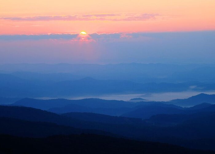 The Blue Ridge Parkway Greeting Card featuring the photograph Breaking Dawn by Carol Montoya